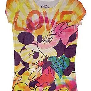 Disney Mickey Mouse Minnie Mouse Love Kids Multi Colored Tee Shirt Medium 7/8